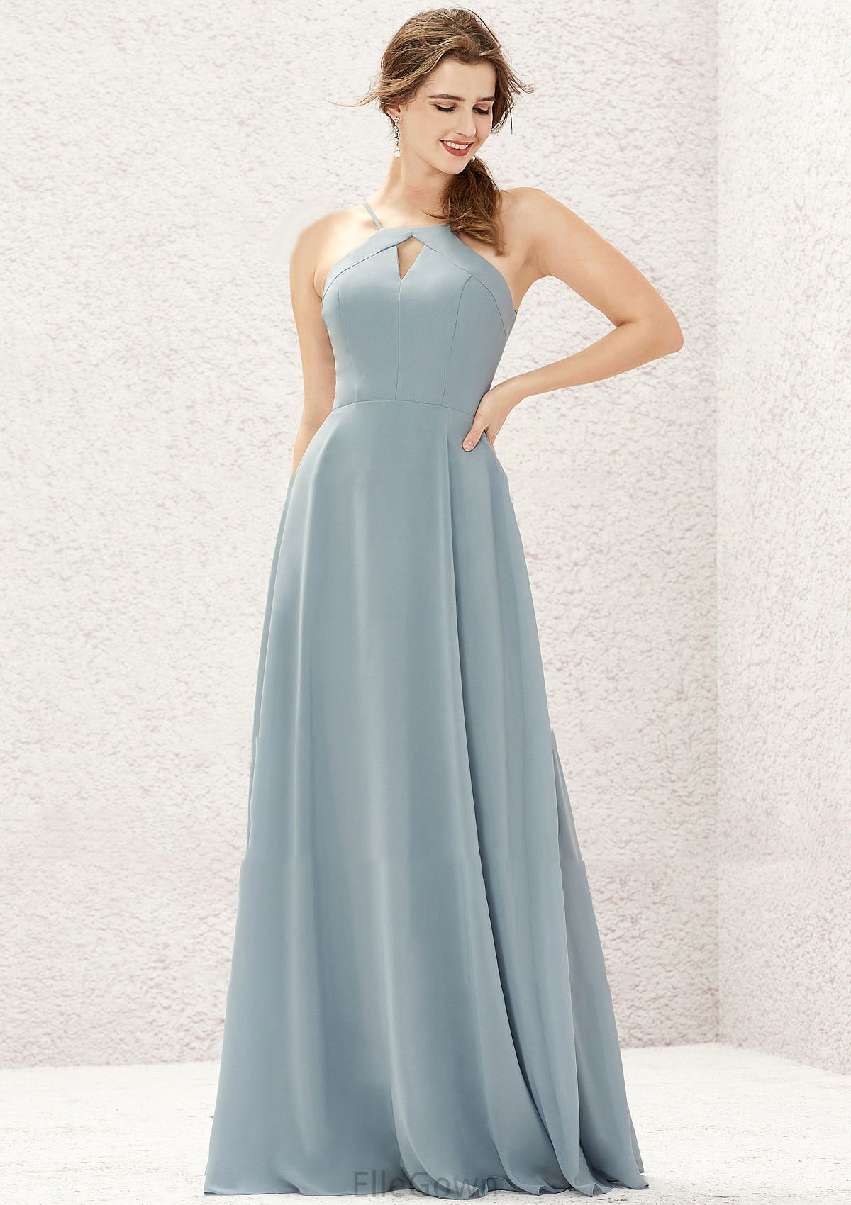 A-line Bateau Sleeveless Long/Floor-Length Chiffon Bridesmaid Dresses Izabella DEP0025638