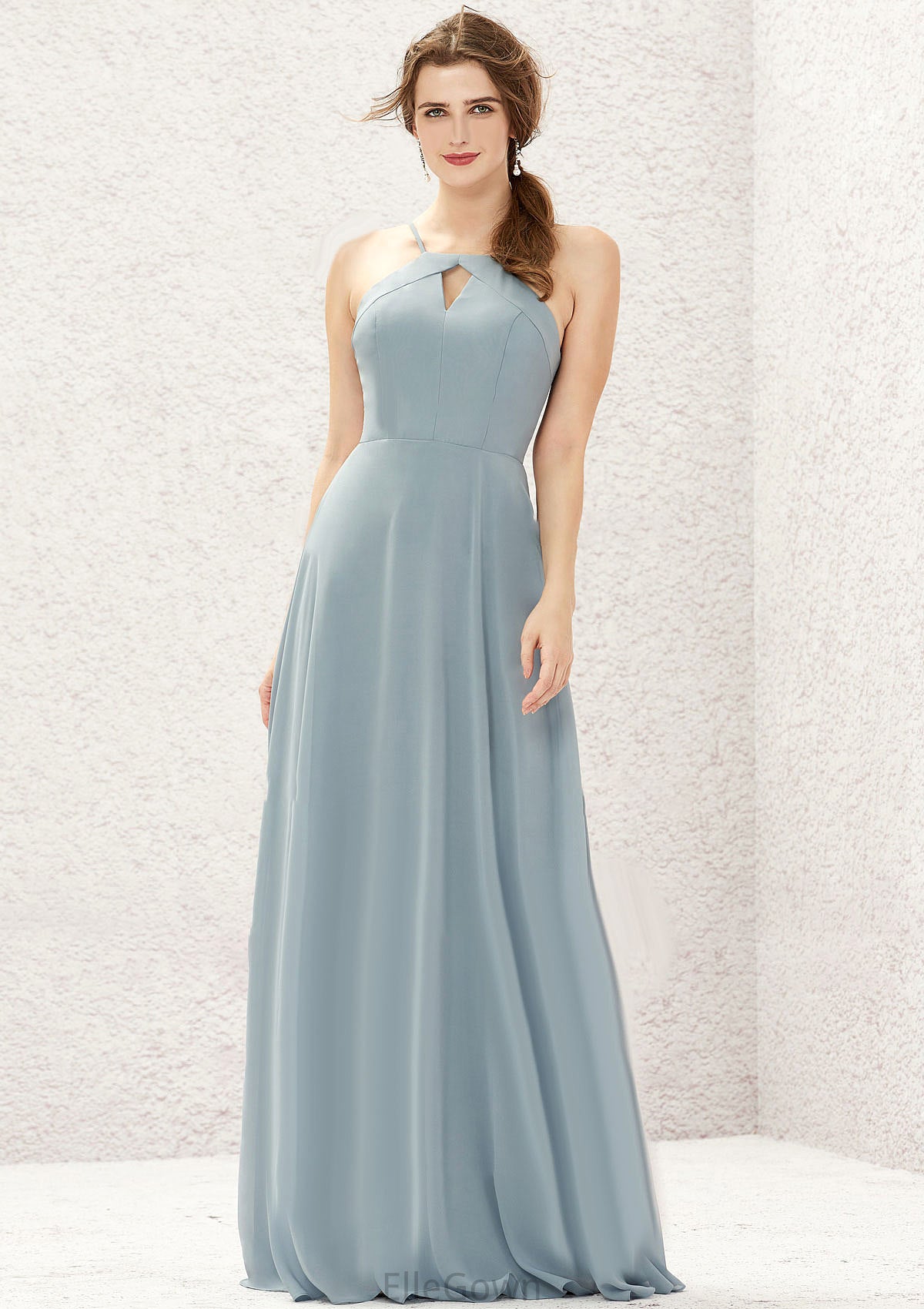 A-line Bateau Sleeveless Long/Floor-Length Chiffon Bridesmaid Dresses Izabella DEP0025638