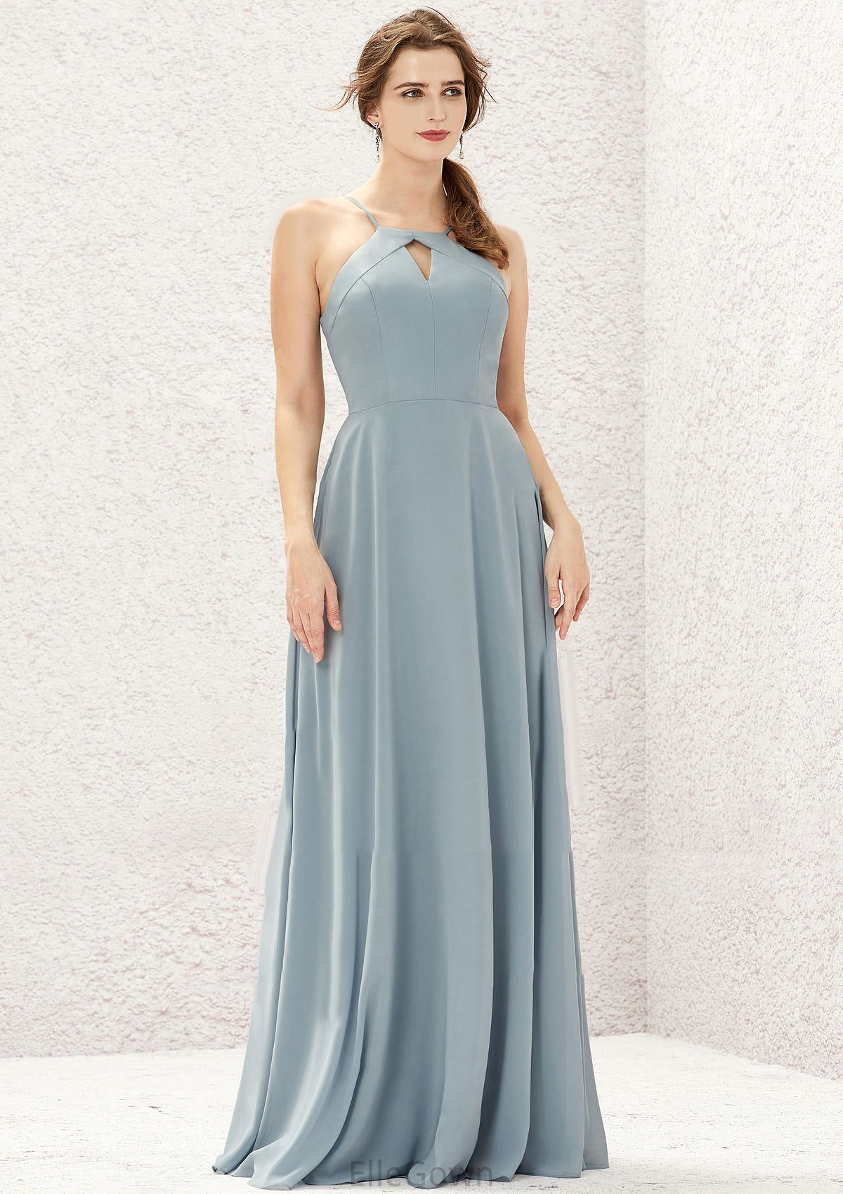 A-line Bateau Sleeveless Long/Floor-Length Chiffon Bridesmaid Dresses Izabella DEP0025638