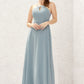 A-line Bateau Sleeveless Long/Floor-Length Chiffon Bridesmaid Dresses Izabella DEP0025638