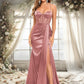 Amara Trumpet/Mermaid Sweetheart Sweep Train Stretch Satin Prom Dresses DEP0025836