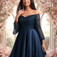 Danica A-line Off the Shoulder Short Satin Homecoming Dress With Sequins DEP0025651