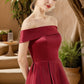 Alexus A-line Off the Shoulder Asymmetrical Satin Homecoming Dress DEP0020532