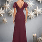 Kaila A-line Boat Neck Floor-Length Chiffon Bridesmaid Dress With Ruffle DEP0025827