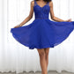 Micah A-line V-Neck Short/Mini Chiffon Lace Homecoming Dress With Beading DEP0020563