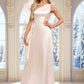 Mylie A-line One Shoulder Floor-Length Stretch Satin Bridesmaid Dress With Ruffle DEP0025818