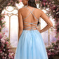 Harriet A-line Scoop Short Tulle Sequin Homecoming Dress With Sequins Beading DEP0025706