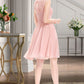 Brooklyn A-line Scoop Knee-Length Chiffon Tulle Homecoming Dress With Beading Ruffle DEP0020594