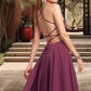 Vivien A-line Scoop Knee-Length Chiffon Homecoming Dress With Beading DEP0020550