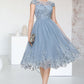 Akira A-line Scoop Knee-Length Lace Tulle Homecoming Dress With Sequins DEP0020579