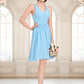 Mary A-line V-Neck Knee-Length Chiffon Homecoming Dress With Ruffle DEP0025703