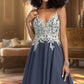 Summer A-line V-Neck Short/Mini Chiffon Homecoming Dress With Beading Sequins DEP0020564