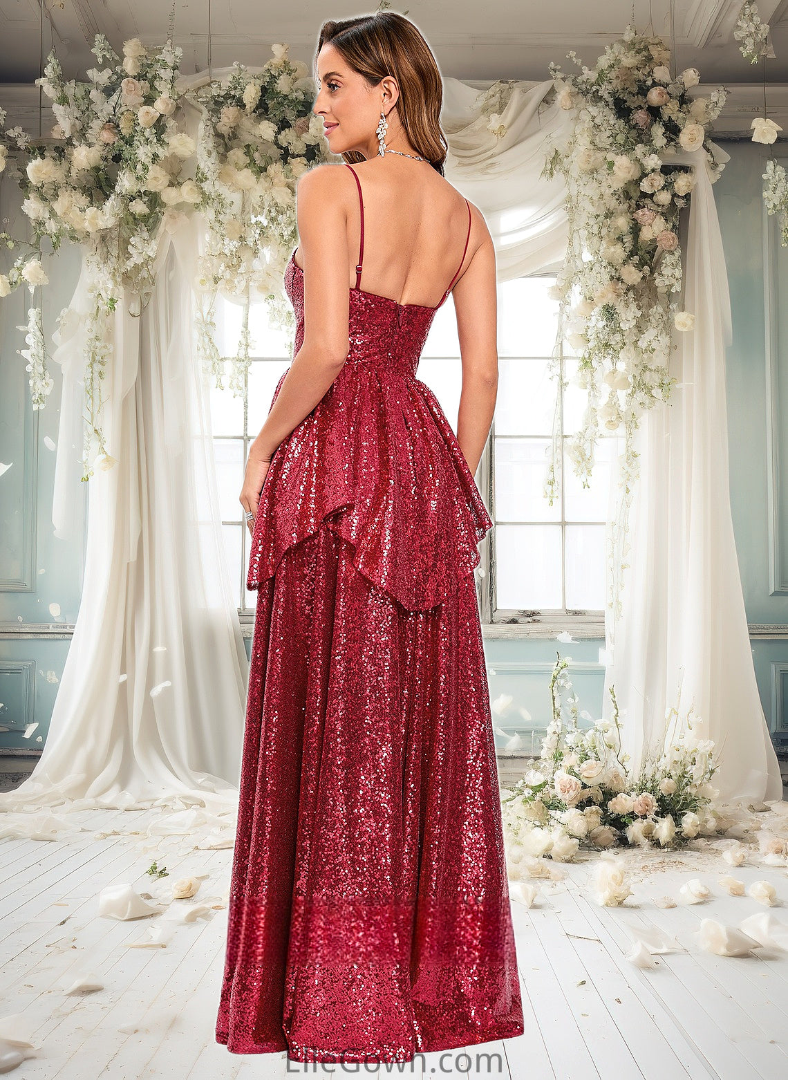 Aniya A-line Sweetheart Floor-Length Sequin Prom Dresses DEP0025868