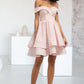 Madeleine A-line Short/Mini Stretch Crepe Homecoming Dress With Cascading Ruffles DEP0020540