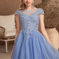 Yamilet A-line Scoop Short/Mini Tulle Homecoming Dress With Beading Appliques Lace DEP0020547