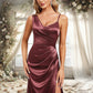 Miya A-line Asymmetrical Floor-Length Stretch Satin Bridesmaid Dress DEP0025828