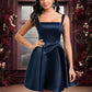 Baylee A-line Straight Short Satin Homecoming Dress With Bow DEP0025639