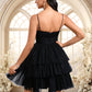 Elyse Ball-Gown/Princess Scoop Short Tulle Homecoming Dress With Pleated Ruffle DEP0025648