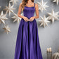 Brynlee Ball-Gown/Princess Scoop Floor-Length Satin Prom Dresses With Appliques Lace Beading DEP0025865