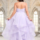 Lynn Ball-Gown/Princess Asymmetrical One Shoulder Floor-Length Tulle Prom Dresses DEP0025867