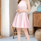 Ximena A-line Scoop Short/Mini Satin Homecoming Dress DEP0020590