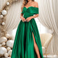 Evangeline Ball-Gown/Princess Off the Shoulder Floor-Length Satin Prom Dresses DEP0025871