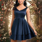 Araceli A-line V-Neck Short Satin Homecoming Dress DEP0025691