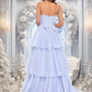 Akira Ball-Gown/Princess Sweetheart Sweep Train Tulle Prom Dresses With Bow DEP0025843