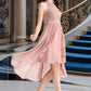 Pat A-line Scoop Asymmetrical Chiffon Homecoming Dress DEP0020514