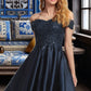 Marin A-line Off the Shoulder Short/Mini Satin Homecoming Dress DEP0020552