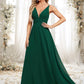 Kathryn A-line V-Neck Floor-Length Chiffon Bridesmaid Dress DEP0025813