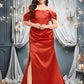 Regina Trumpet/Mermaid Off the Shoulder Sweep Train Satin Prom Dresses DEP0025832