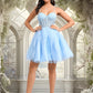 Janelle Ball-Gown/Princess Sweetheart Short Lace Tulle Homecoming Dress With Ruffle DEP0025707