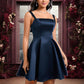 Baylee A-line Straight Short Satin Homecoming Dress With Bow DEP0025639