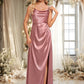 Vivian A-line Cowl Floor-Length Stretch Satin Prom Dresses DEP0025881