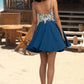 Kyra A-line V-Neck Short/Mini Chiffon Lace Homecoming Dress With Beading DEP0020572