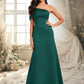 Lillian A-line Asymmetrical Off the Shoulder Floor-Length Satin Prom Dresses DEP0025884