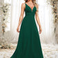 Kathryn A-line V-Neck Floor-Length Chiffon Bridesmaid Dress DEP0025813