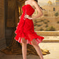 Amelia A-line Sweetheart Asymmetrical Chiffon Homecoming Dress With Beading Ruffle DEP0020599