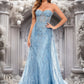 Nayeli Sheath/Column Sweetheart Sweep Train Sequin Tulle Prom Dresses With Sequins DEP0025860