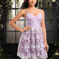 Saniya A-line V-Neck Short Lace Homecoming Dress With Embroidered DEP0025697