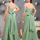 Savanah Trumpet/Mermaid Off the Shoulder V-Neck Floor-Length Chiffon Bridesmaid Dress DEP0025810