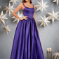 Brynlee Ball-Gown/Princess Scoop Floor-Length Satin Prom Dresses With Appliques Lace Beading DEP0025865