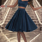 Maci A-line Off the Shoulder Sweetheart Knee-Length Satin Homecoming Dress DEP0020593