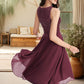 Riley A-line Scoop Asymmetrical Chiffon Lace Homecoming Dress With Sequins DEP0020516