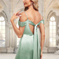 Daniela A-line Cowl Cold Shoulder Floor-Length Stretch Satin Bridesmaid Dress With Bow Ruffle DEP0025807