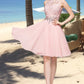 Paisley A-line High Neck Knee-Length Chiffon Lace Homecoming Dress With Beading Sequins DEP0020596