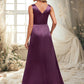 Gia A-line Scoop Floor-Length Stretch Satin Bridesmaid Dress DEP0025829