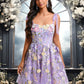 Mckinley A-line Scoop Short Floral Lace Homecoming Dress With Bow 3D Floral DEP0025695