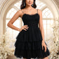 Elyse Ball-Gown/Princess Scoop Short Tulle Homecoming Dress With Pleated Ruffle DEP0025648